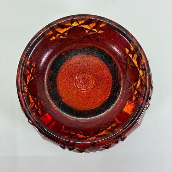 Vintage Indiana Glass Ruby Red Flash Stars and Bars Fairy Lamp - Picture 10 of 12